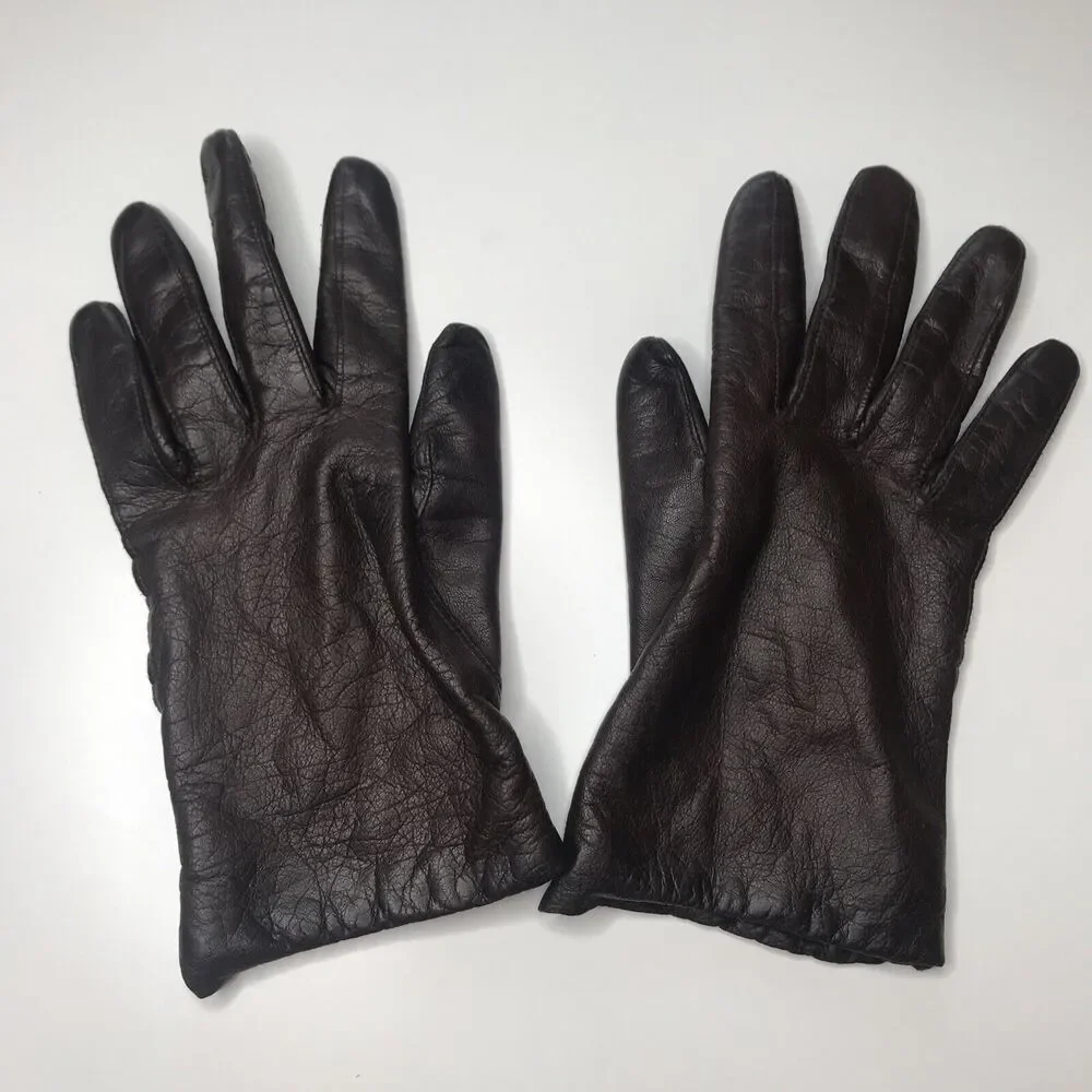 Franklin Simon womens Vintage Gloves Deep Brown Flawed-wear